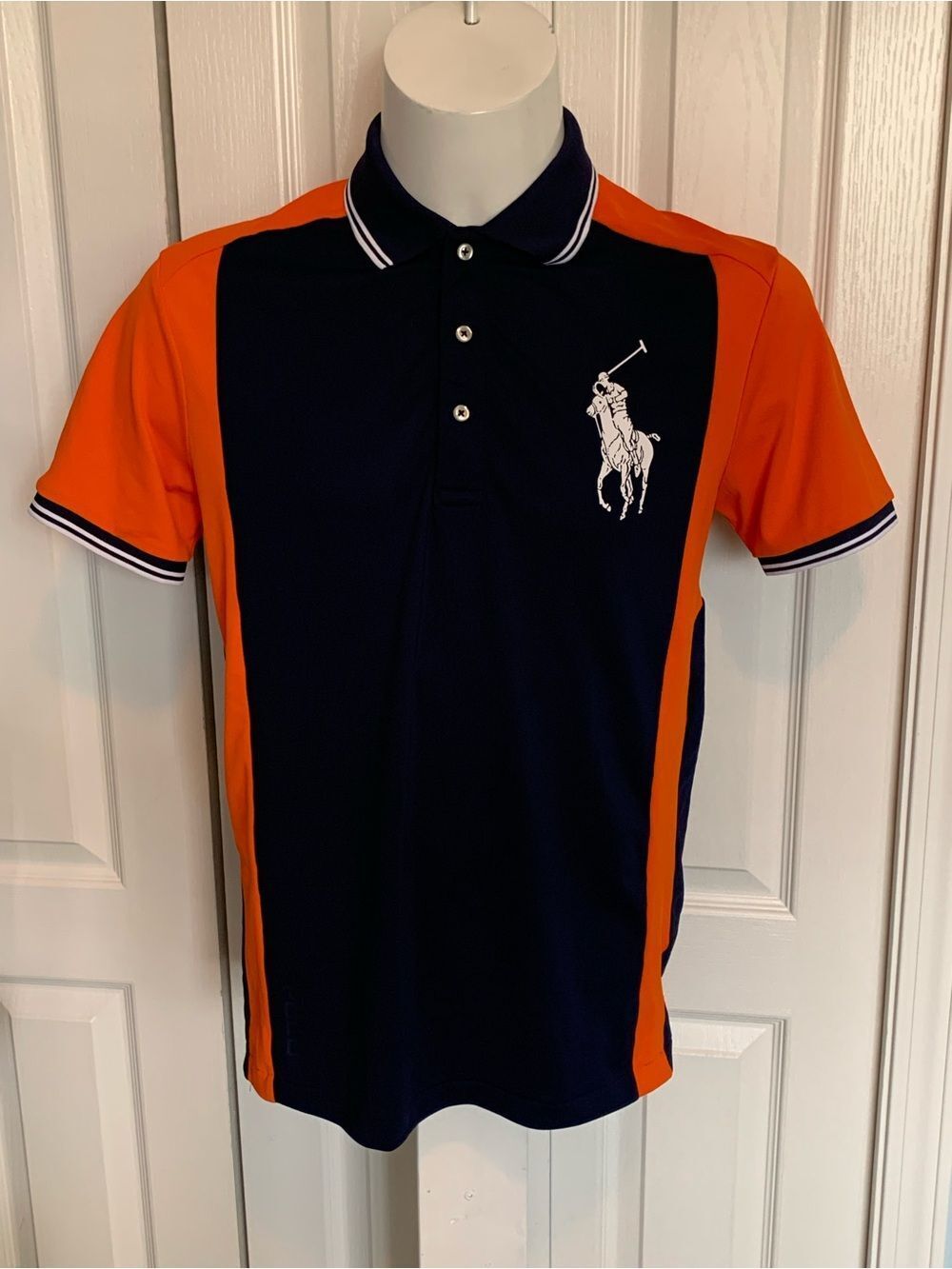 Polo by Ralph Lauren Performance Navy Polo with Orange Trim